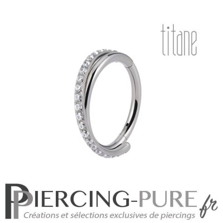 Anneau Titane entrelacé pierres blanches serties
